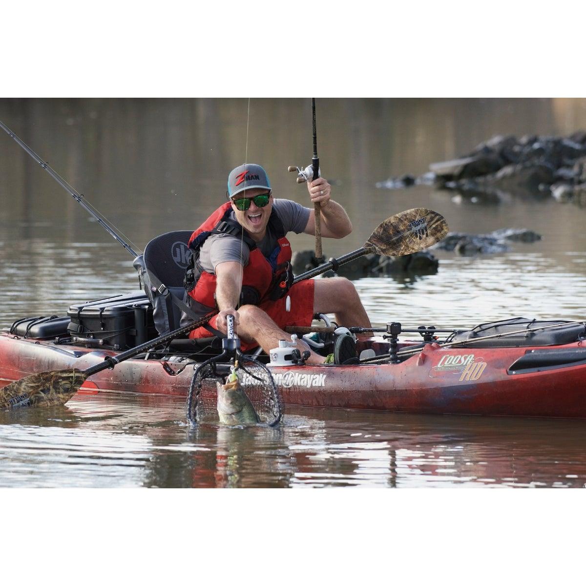 YakAttack Leverage Landing 12 In. x 20 In. Hoop with Foam Extension Fishing Net Image 2