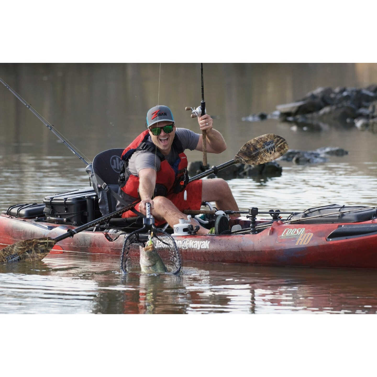 YakAttack Leverage Landing 12 In. x 20 In. Hoop with Foam Extension Fishing Net Image 2