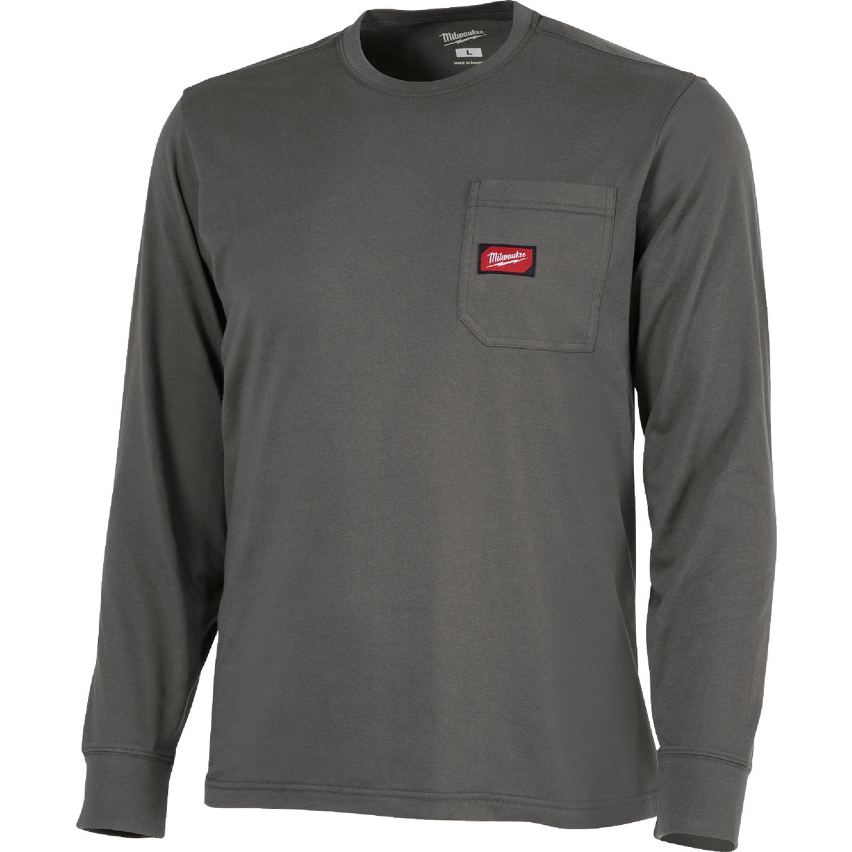 Milwaukee GridIron Medium Gray Long Sleeve Heavy-Duty Pocket T-Shirt Image 1