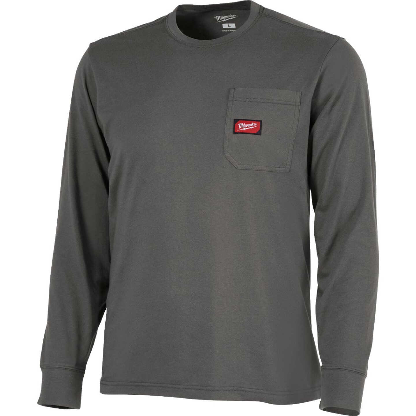 Milwaukee GridIron Medium Gray Long Sleeve Heavy-Duty Pocket T-Shirt Image 1