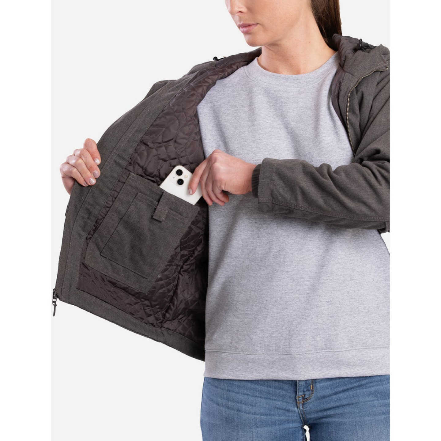 Berne Women's 2XL Titanium Heathered Duck Hooded Jacket Image 2