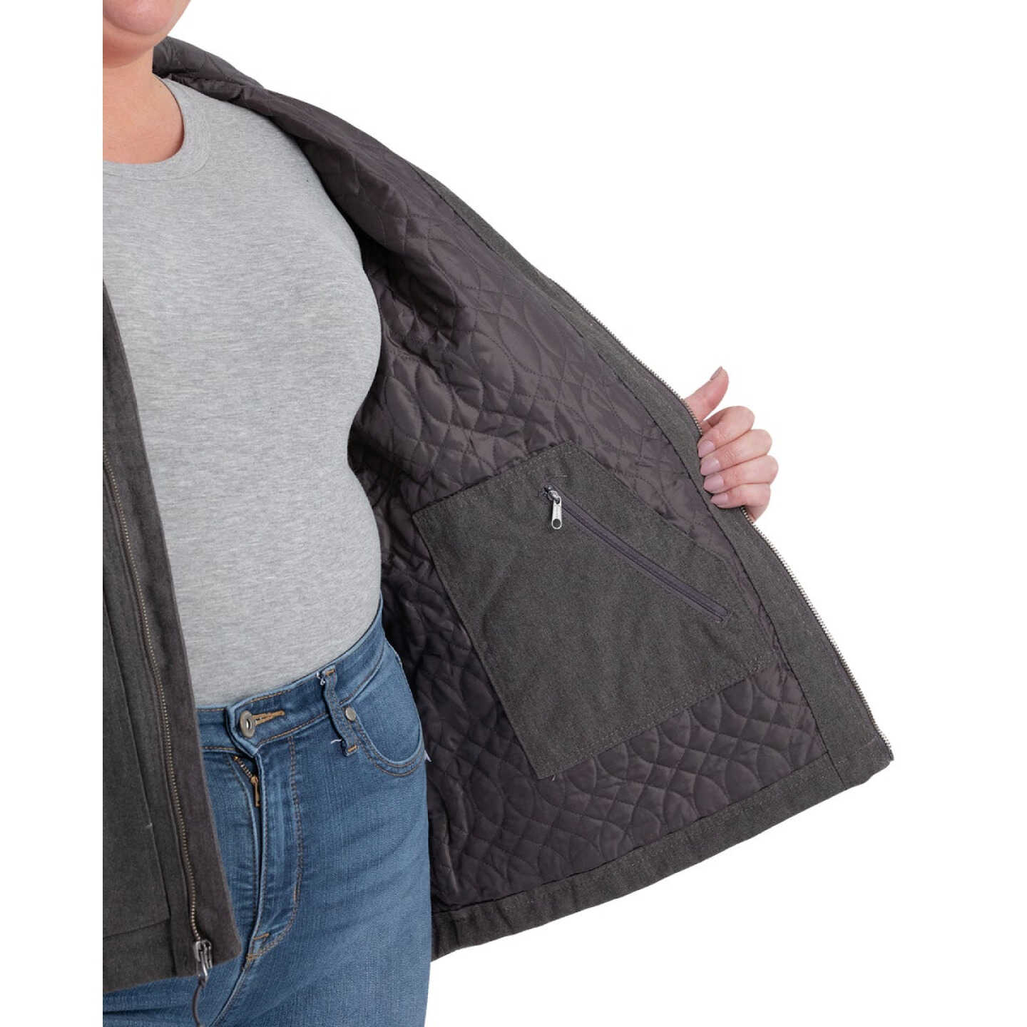 Berne Women's 2XL Titanium Heathered Duck Hooded Jacket Image 3