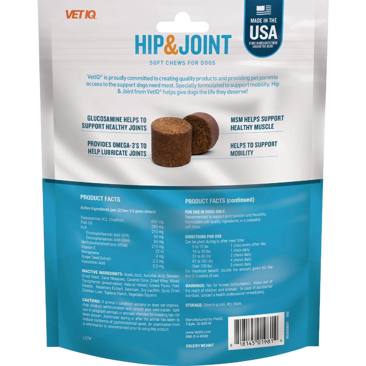 VetIQ 7.4 Oz. Chicken Flavored Hip & Joint Dog Chew (60-Pack) Image 6