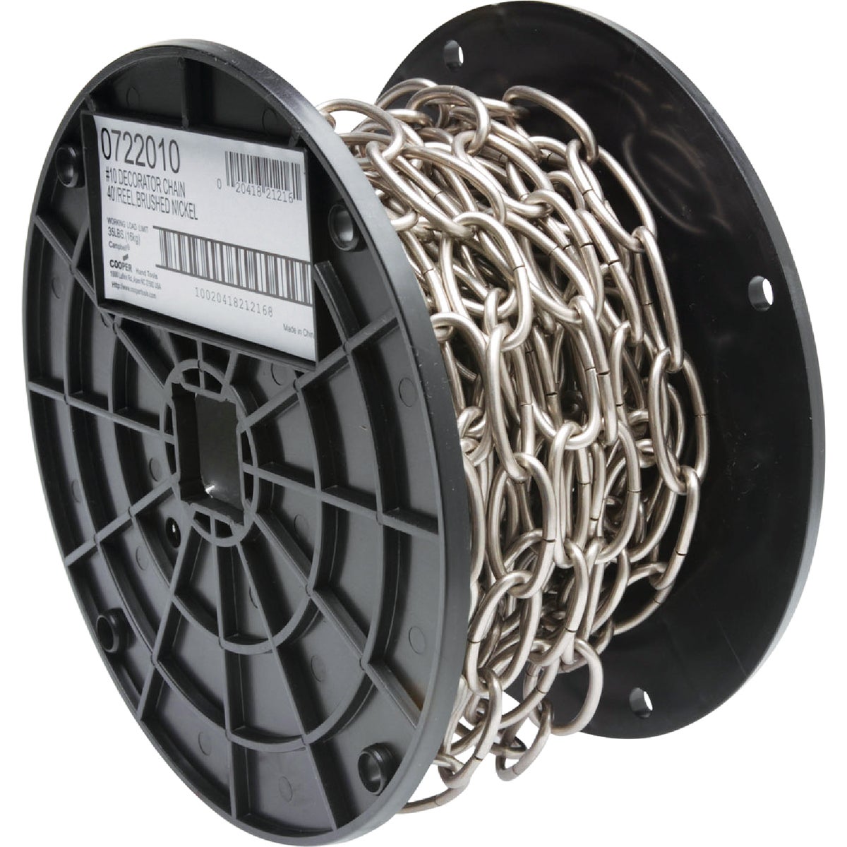 Campbell #10 40 Ft. Brushed Nickel Finished Metal Craft Chain Image 2