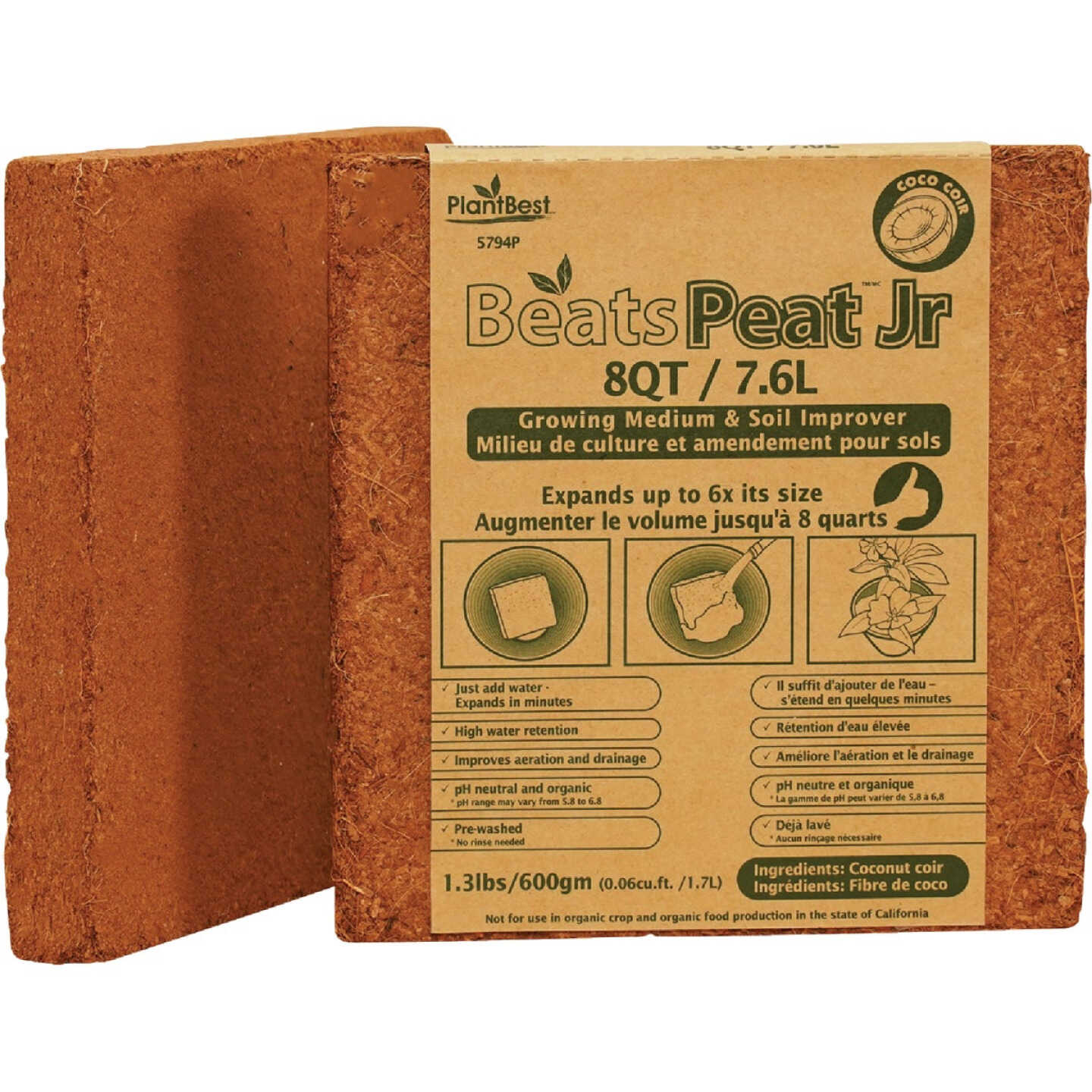PlantBest BeatsPeat Jr. 0.3 Cu. Ft. Coconut Coir Image 6