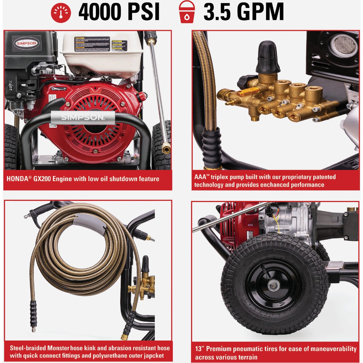 Simpson PowerShot 4000 psi 3.5 GPM Cold Water Professional Gas Pressure Washer Image 4