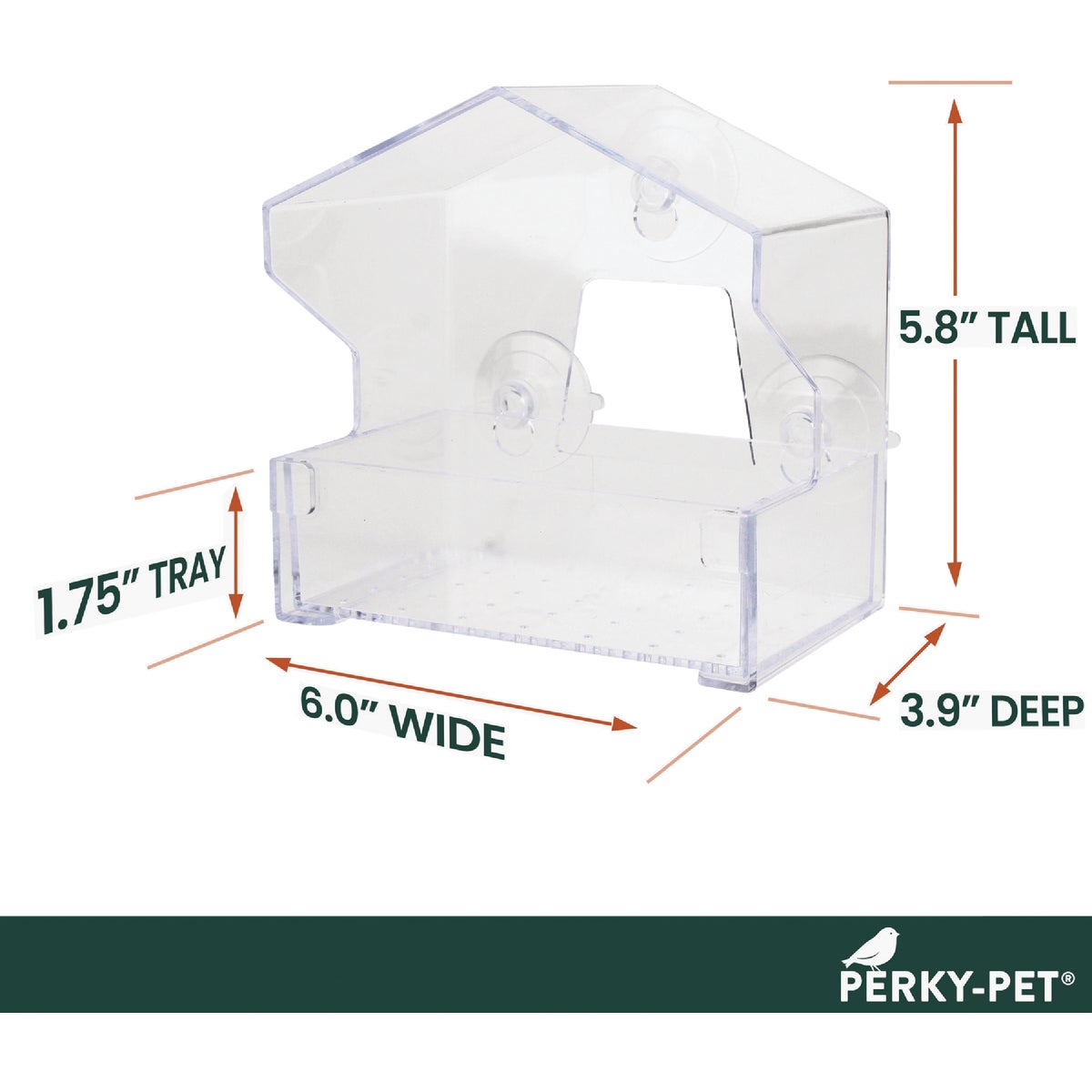 Perky-Pet Clear Plastic 1/2 Lb. Capacity Window Bird Feeder Image 4