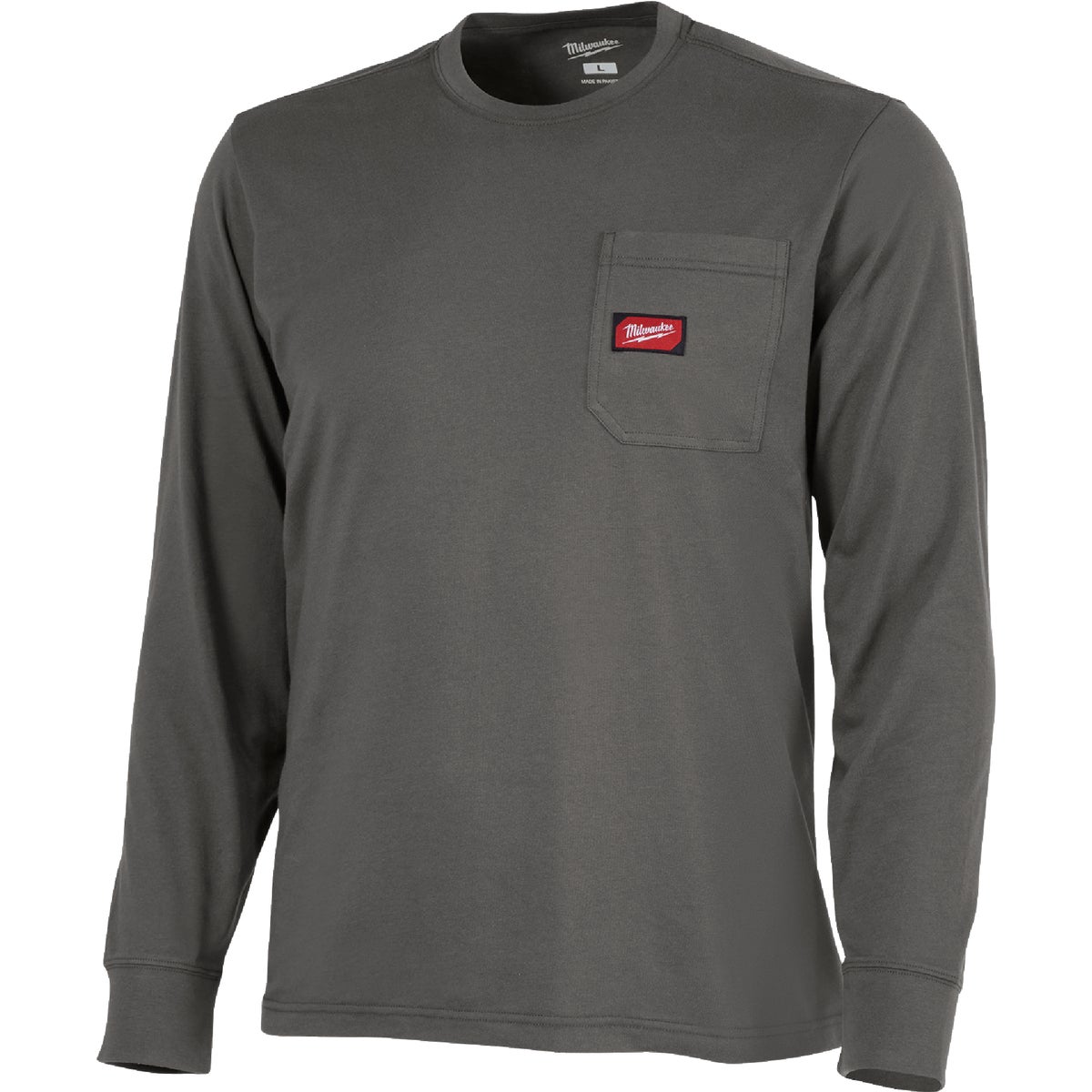 Milwaukee GridIron Small Gray Long Sleeve Heavy-Duty Pocket T-Shirt Image 1