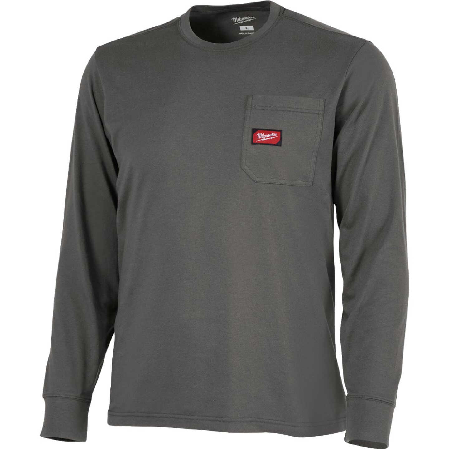 Milwaukee GridIron Small Gray Long Sleeve Heavy-Duty Pocket T-Shirt Image 1