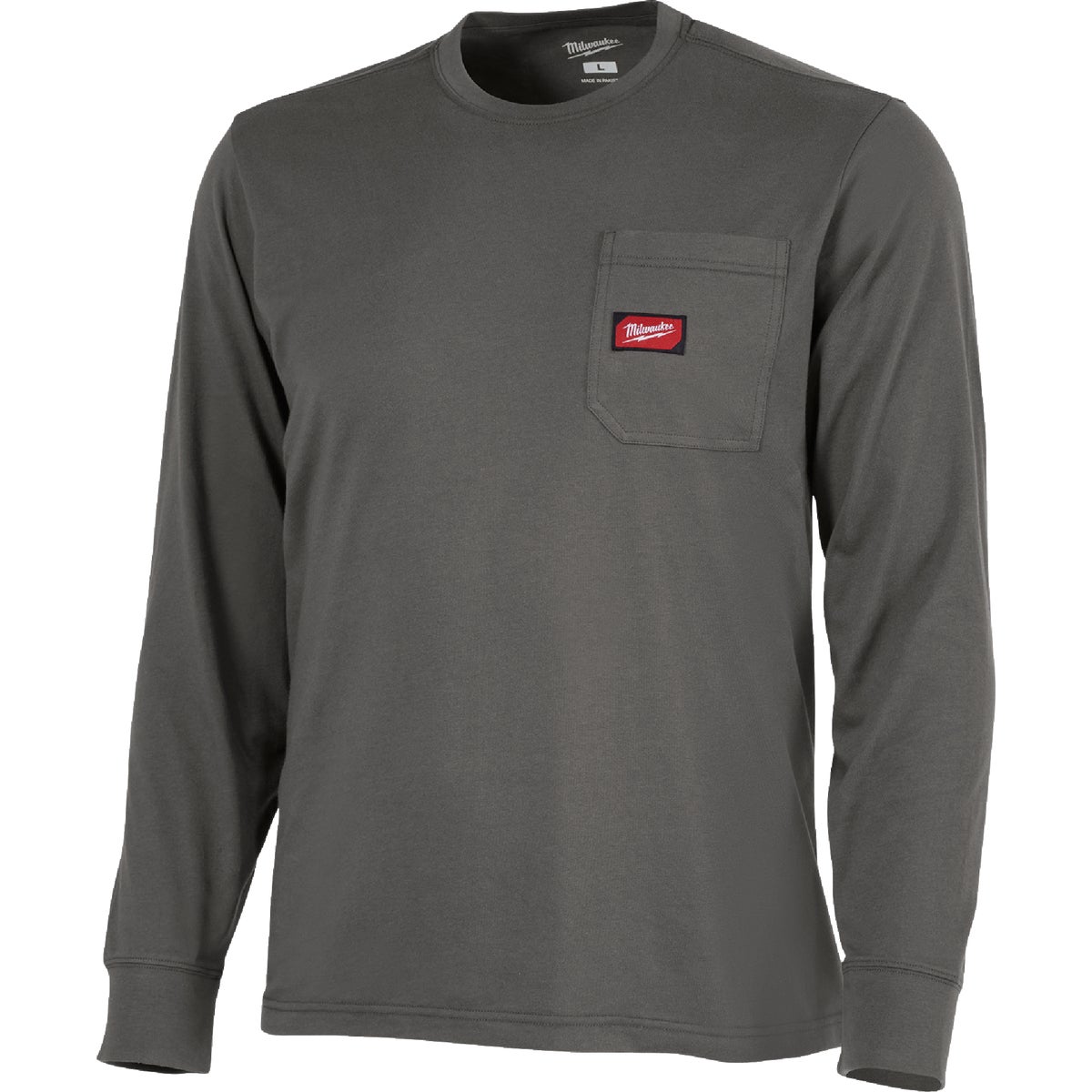 Milwaukee GridIron XL Gray Long Sleeve Heavy-Duty Pocket T-Shirt