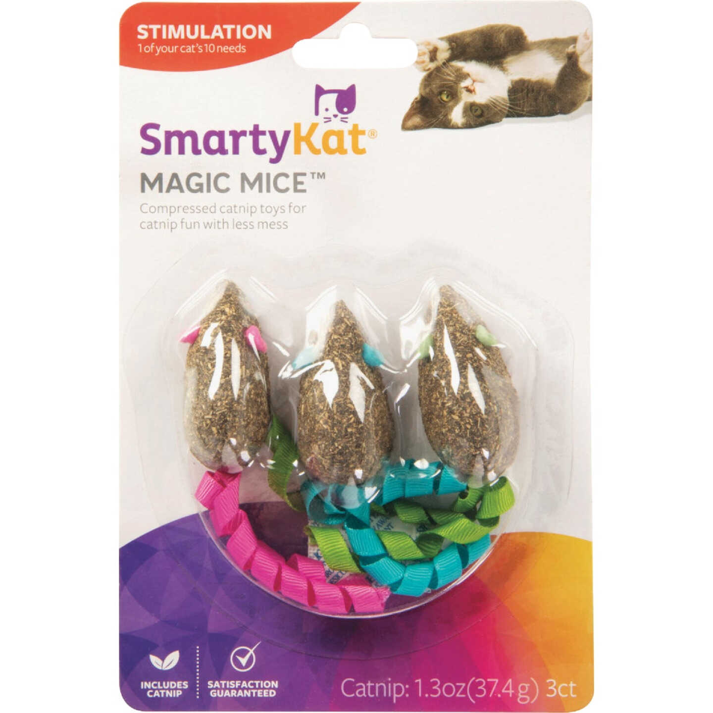 SmartyKat Magic Mice Compressed Catnip and Ribbon Cat Toy (3-Pack) Image 1