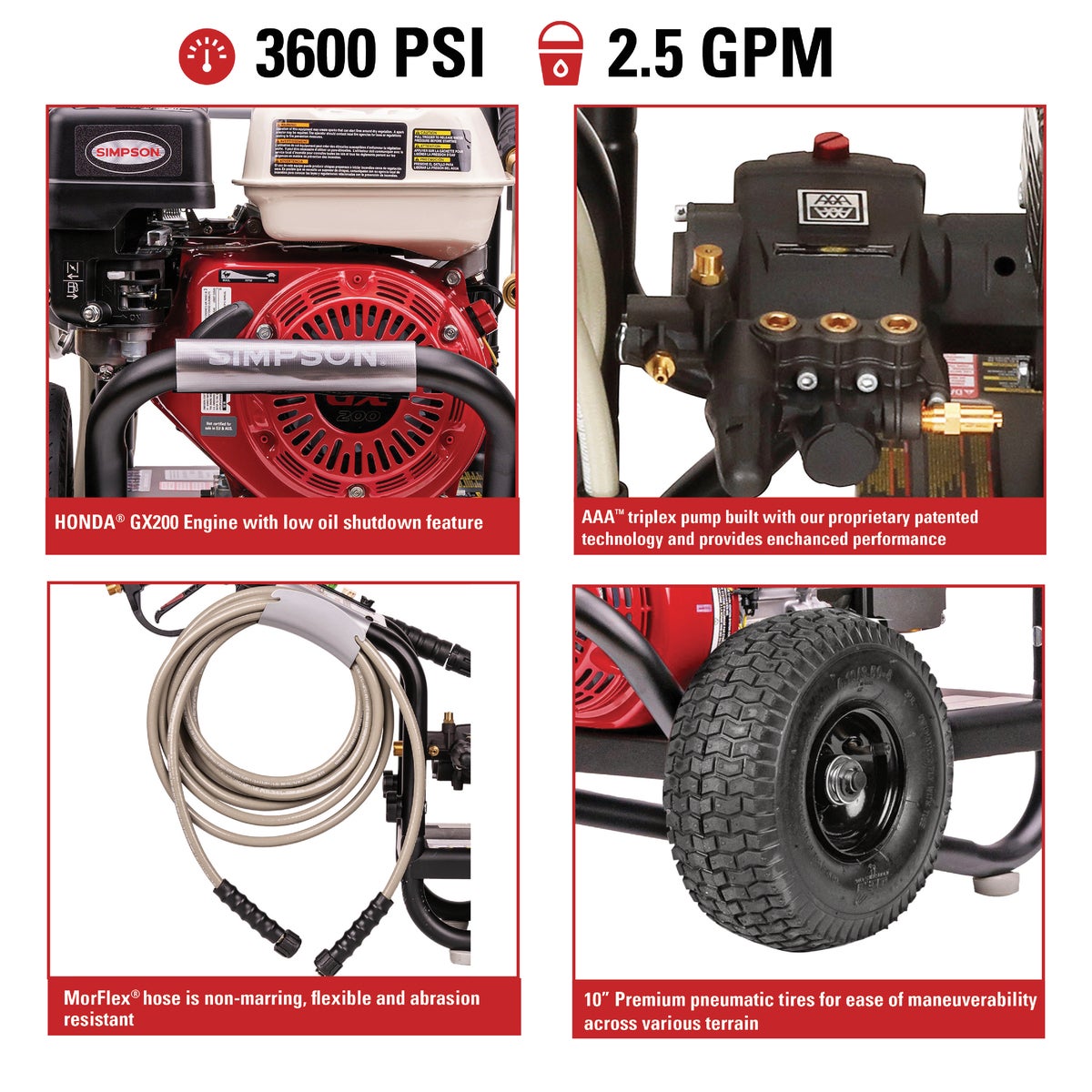 Simpson PowerShot 3600 psi 2.5 GPM Cold Water Professional Gas Pressure Washer Image 3