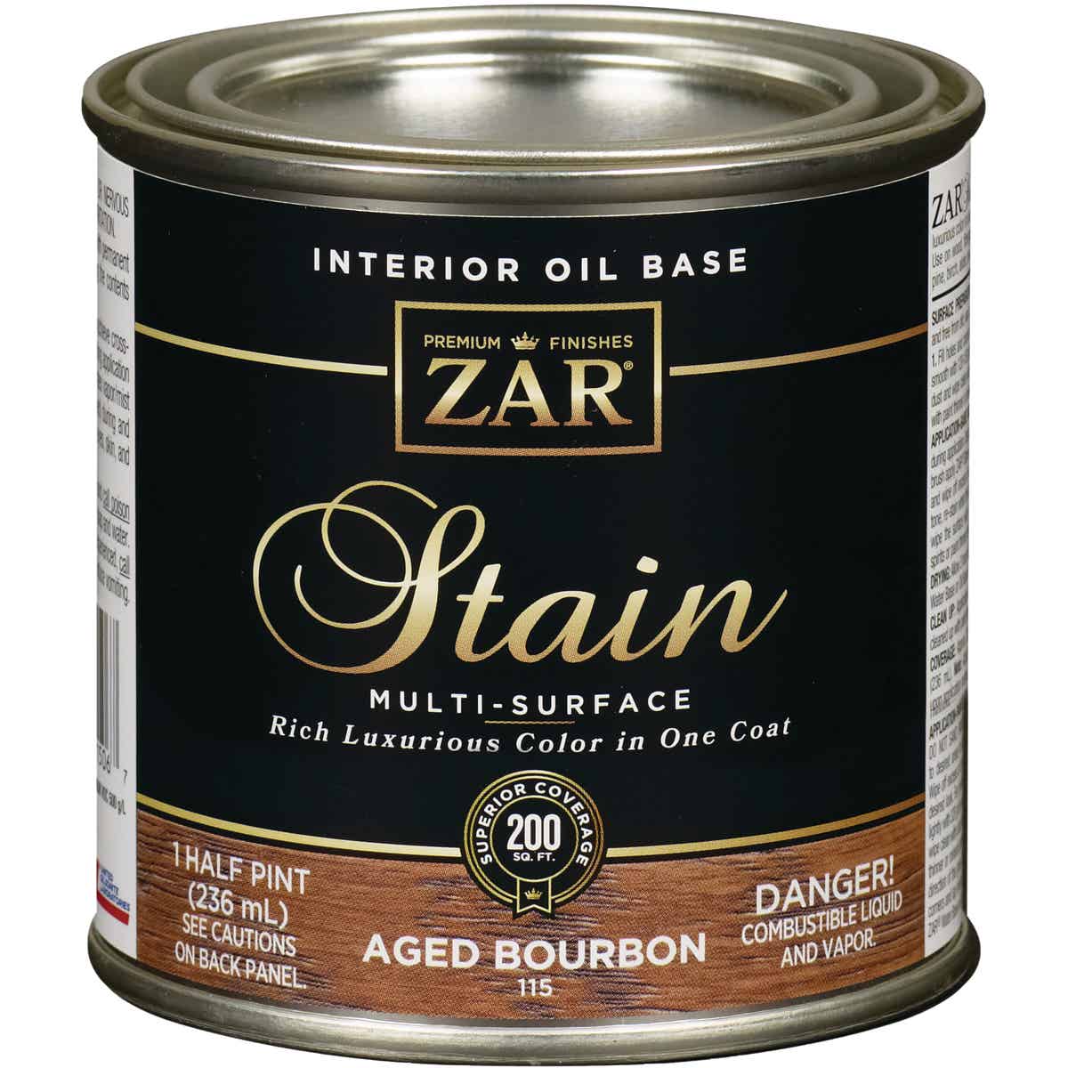 ZAR Oil-Based Wood Stain, Aged Bourbon, 1/2 Pt. Image 1
