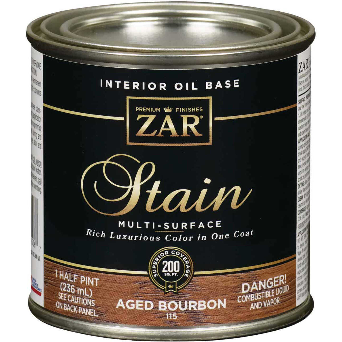 ZAR Oil-Based Wood Stain, Aged Bourbon, 1/2 Pt. Image 1
