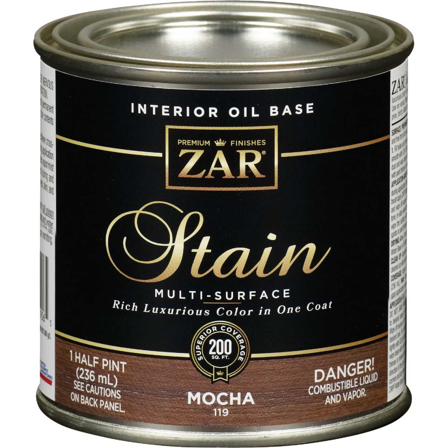 ZAR Oil-Based Wood Stain, Mocha, 1/2 Pt. Image 1