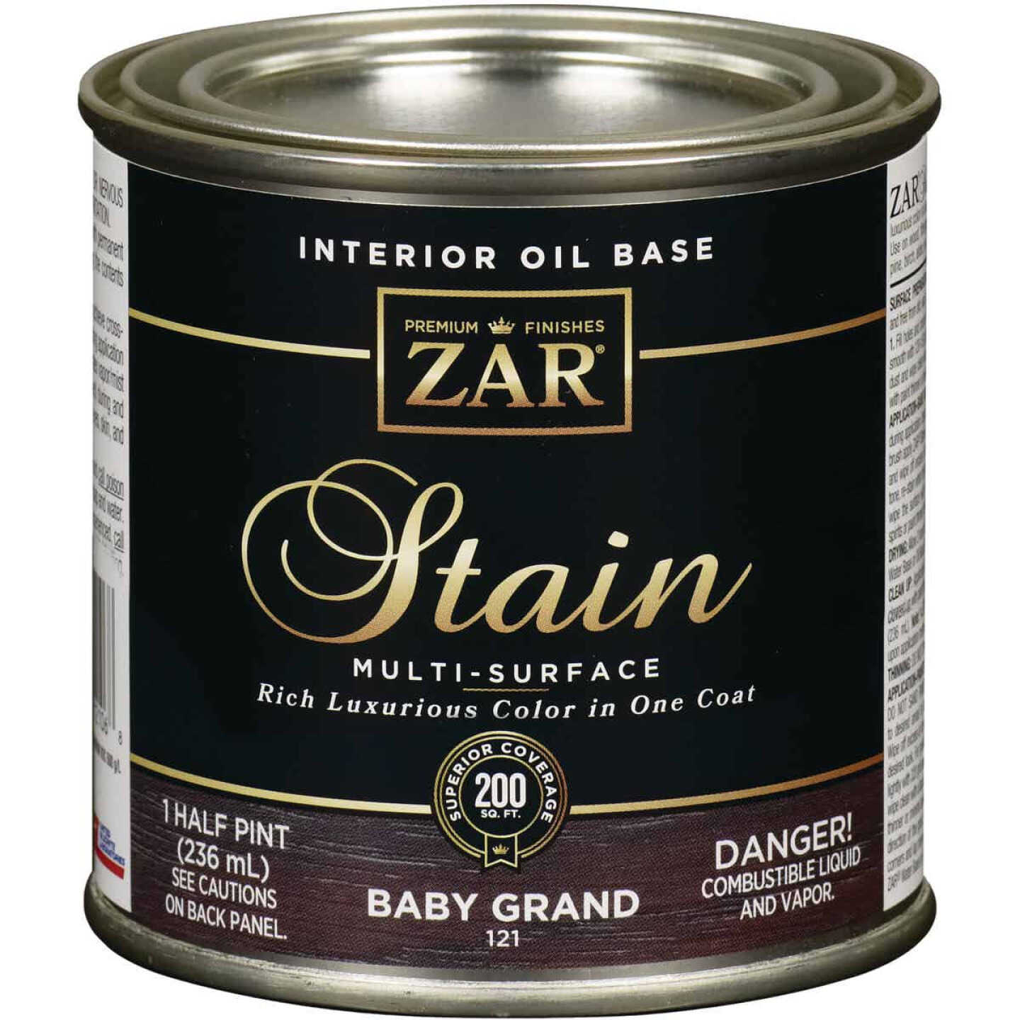 ZAR Oil-Based Wood Stain, Baby Grand, 1/2 Pt. Image 1