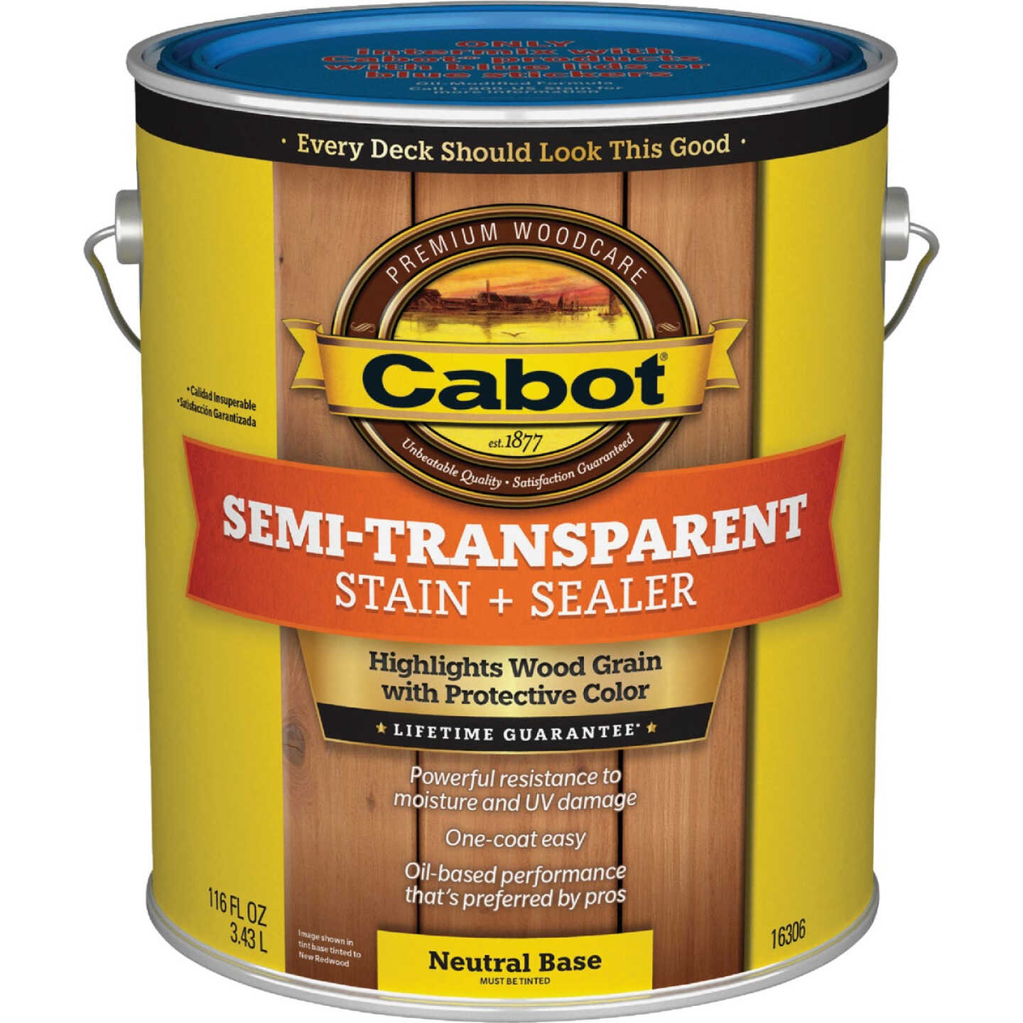 Cabot VOC Semi-Transparent Deck & Siding Exterior Stain, 16306 Neutral Base, 1 Gal. Image 1