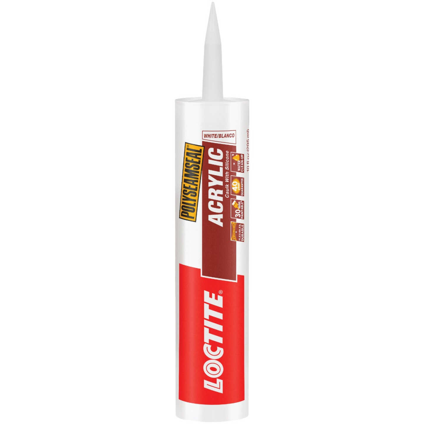 LOCTITE POLYSEAMSEAL 10 Oz. White Acrylic Caulk with Silicone Image 1