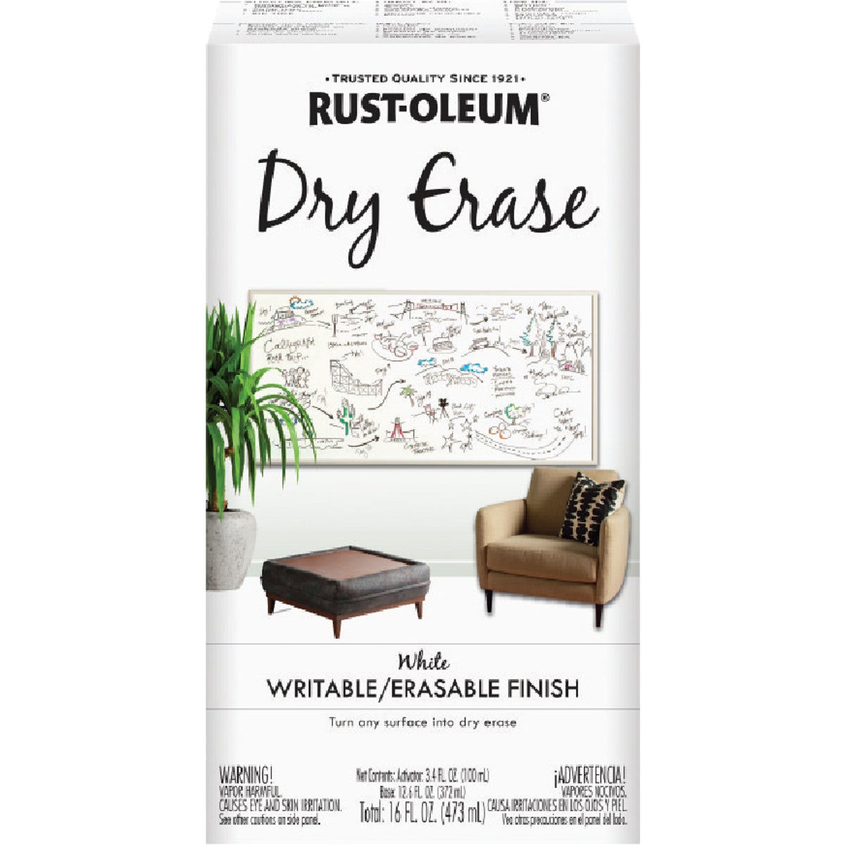 Rust-Oleum Quart White Satin Dry Erase Paint
