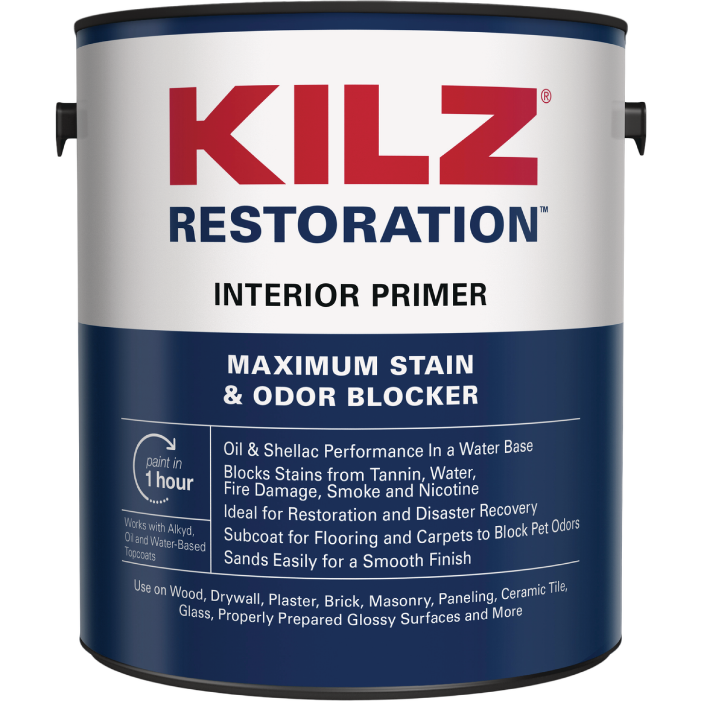 Kilz Restoration Water-Based Interior Primer Stainblocker, White, 1 Gal. Image 1