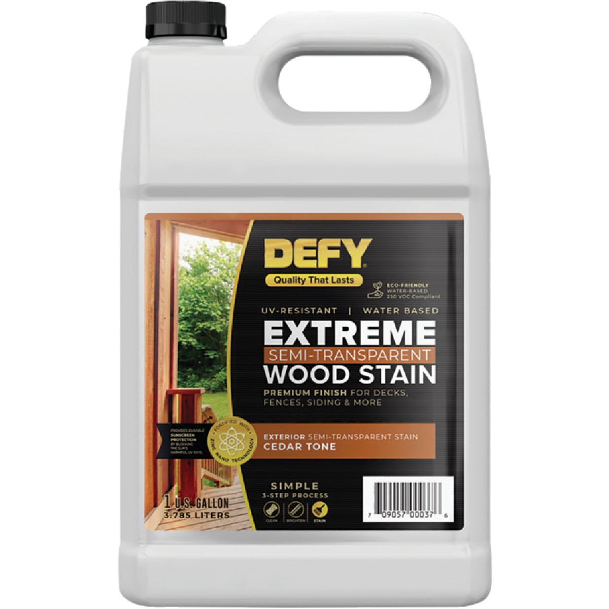 DEFY Extreme Semi-Transparent Exterior Wood Stain, Cedar Tone, 1 Gal. Bottle