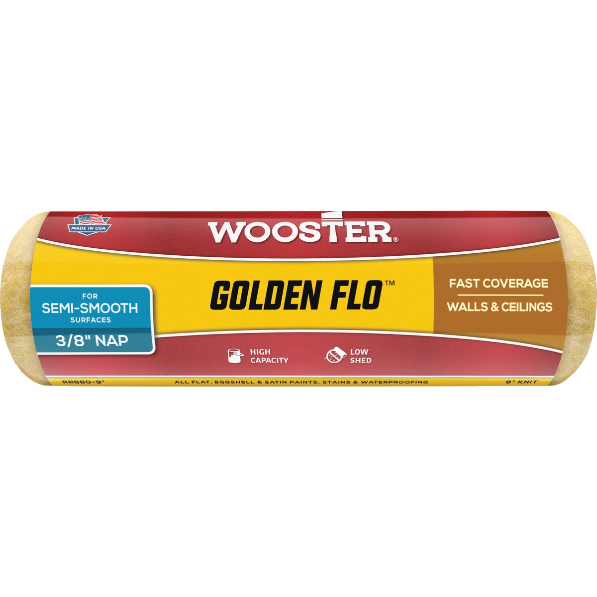 Wooster Golden Flo 9 In. x 3/8 In. Knit Fabric Roller Cover Image 1