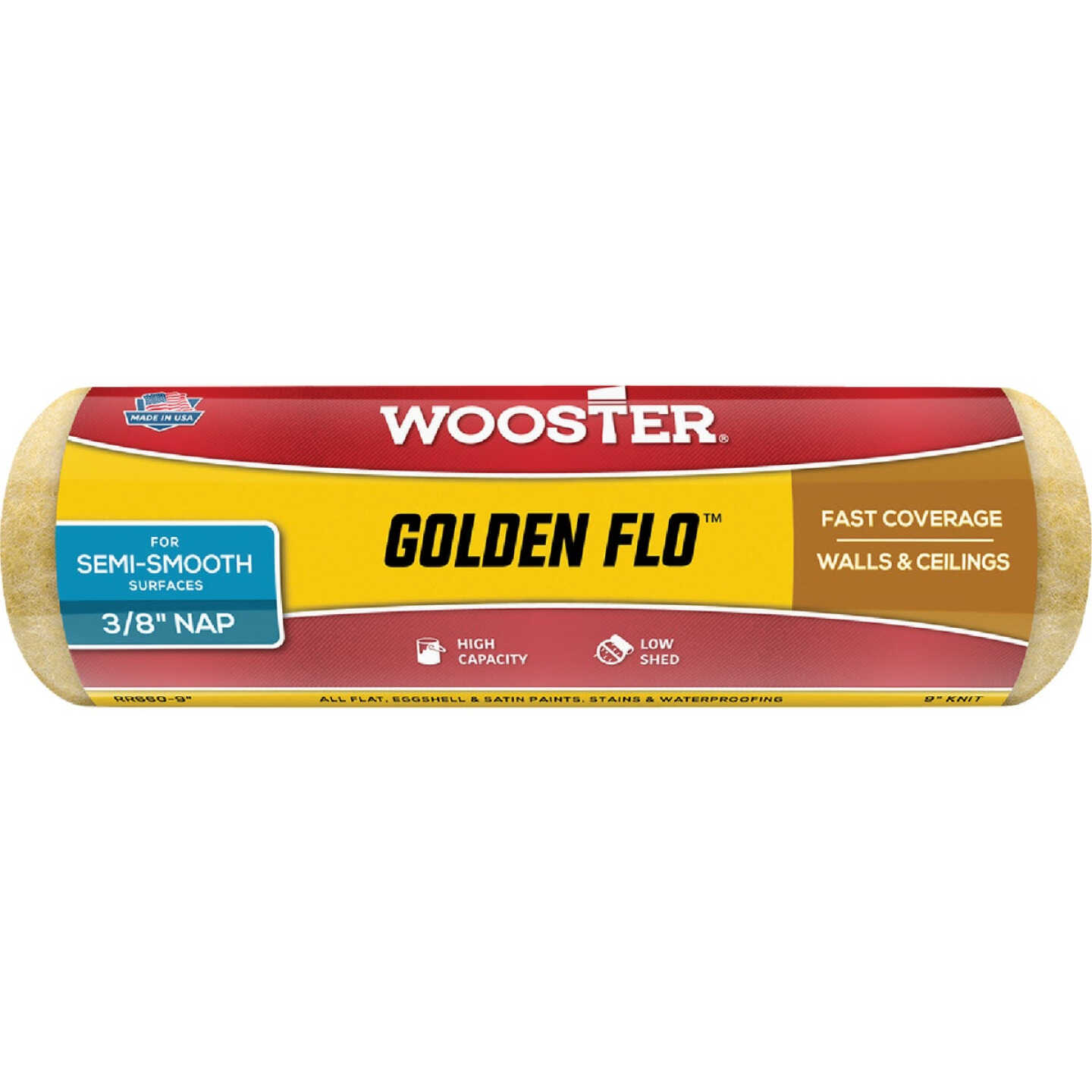 Wooster Golden Flo 9 In. x 3/8 In. Knit Fabric Roller Cover Image 1