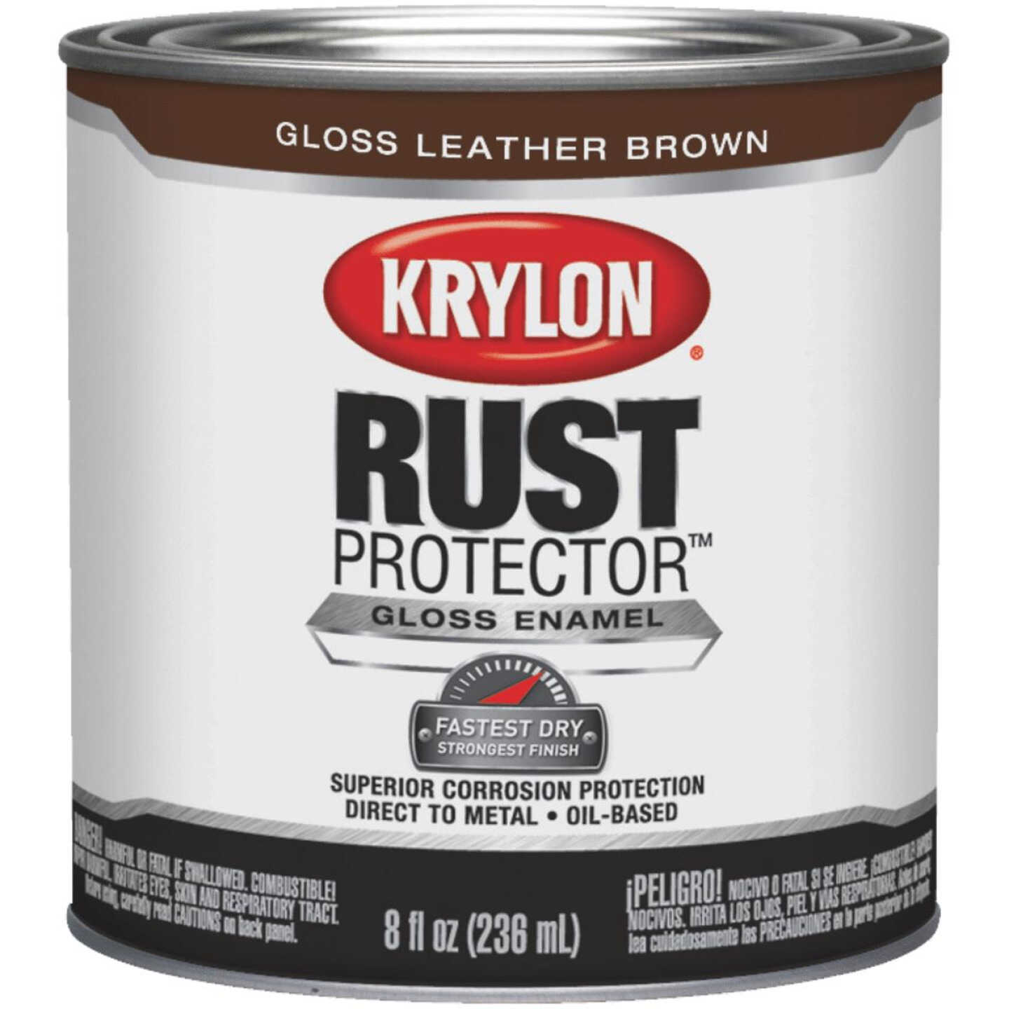 Krylon Rust Protector Oil-Based Gloss Rust Control Enamel, Leather Brown, 1/2 Pt. Image 1