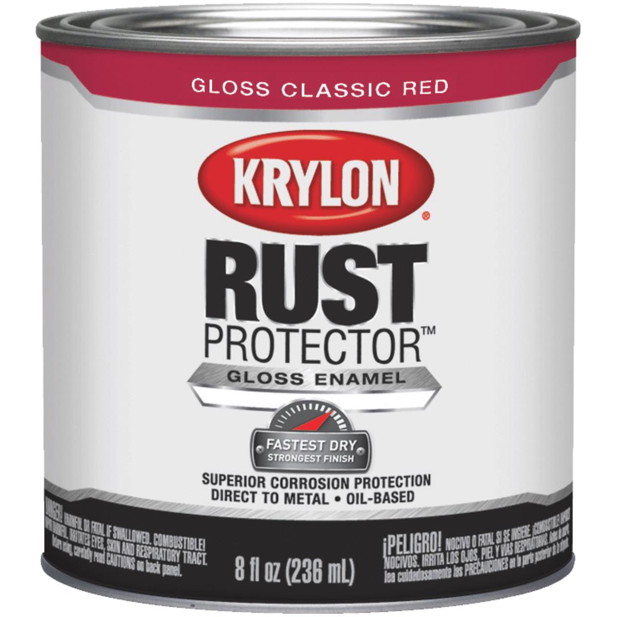 Krylon Rust Protector Oil-Based Gloss Rust Control Enamel, Classic Red, 1/2 Pt.