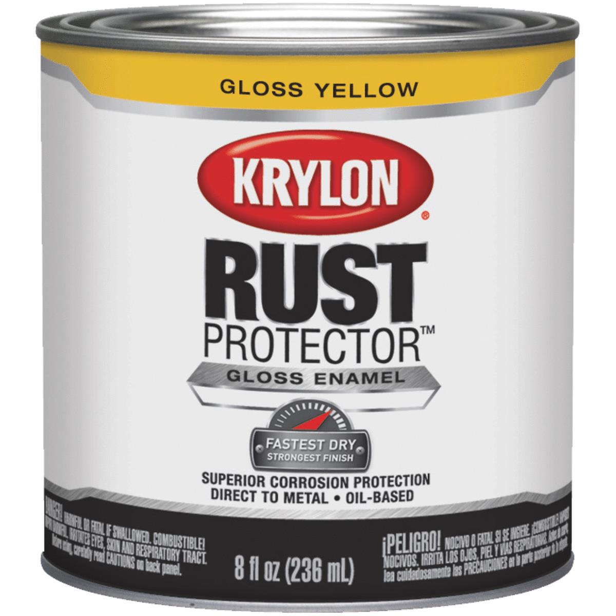 Krylon Rust Protector Oil-Based Gloss Rust Control Enamel, Yellow, 1/2 Pt.