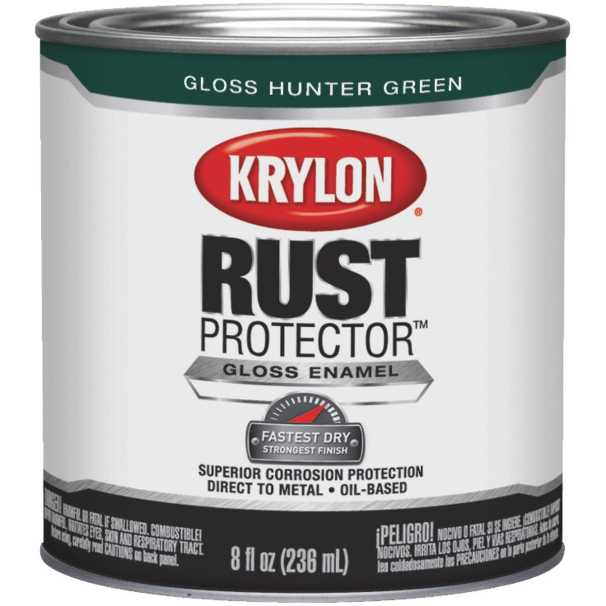 Krylon Rust Protector Oil-Based Gloss Rust Control Enamel, Hunter Green, 1/2 Pt.