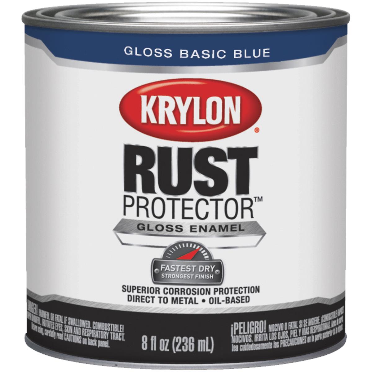 Krylon Rust Protector Oil-Based Gloss Rust Control Enamel, Basic Blue, 1/2 Pt.