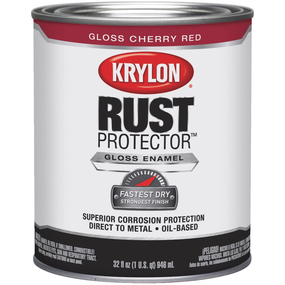 Krylon Rust Protector Oil-Based Gloss Rust Control Enamel, Cheery Red, 1 Qt.