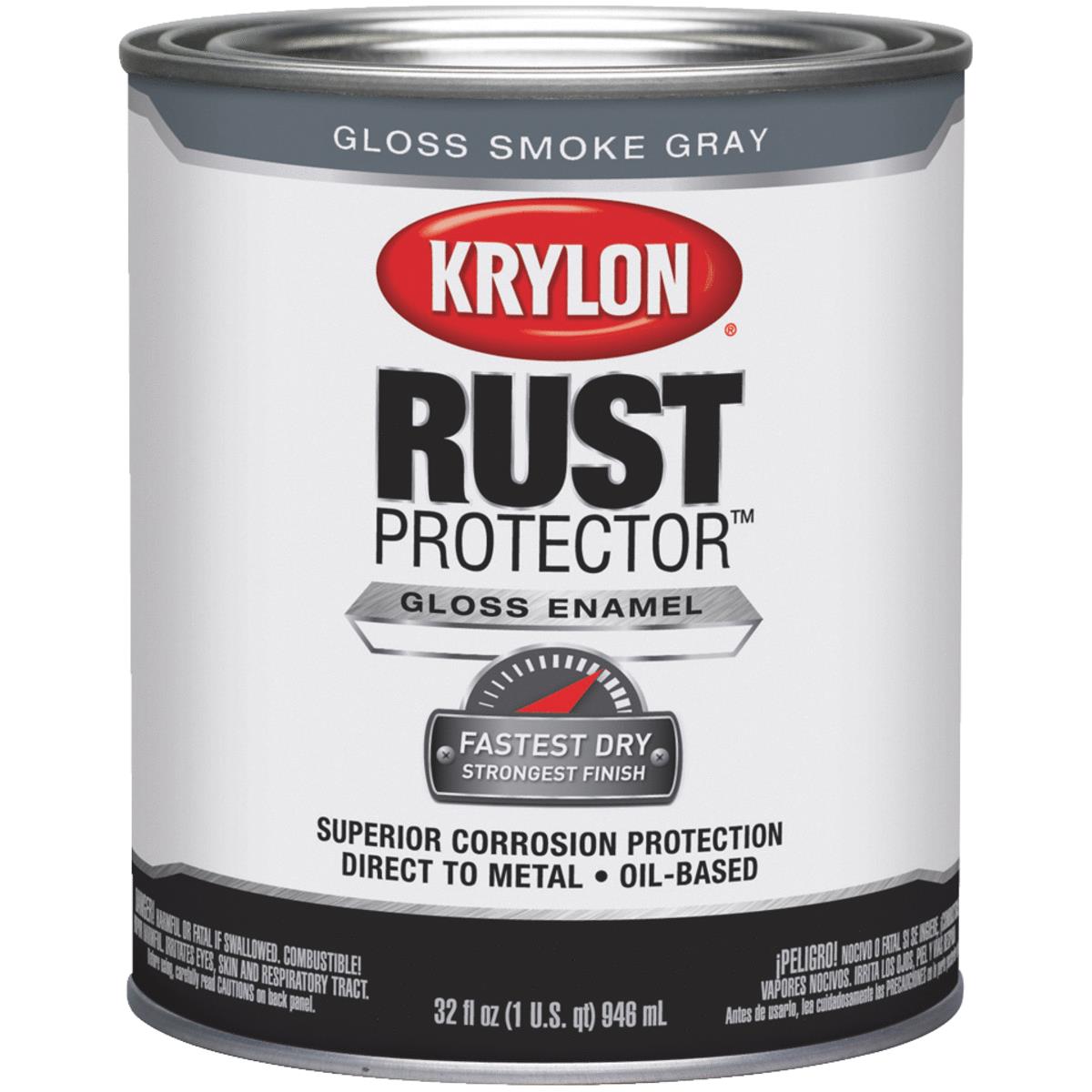 Krylon Rust Protector Oil-Based Gloss Rust Control Enamel, Smoke Gray, 1 Qt.