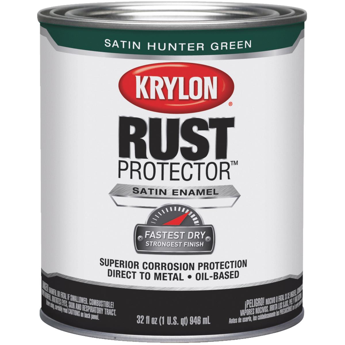 Krylon Rust Protector Oil-Based Satin Rust Control Enamel, Hunter Green, 1 Qt.