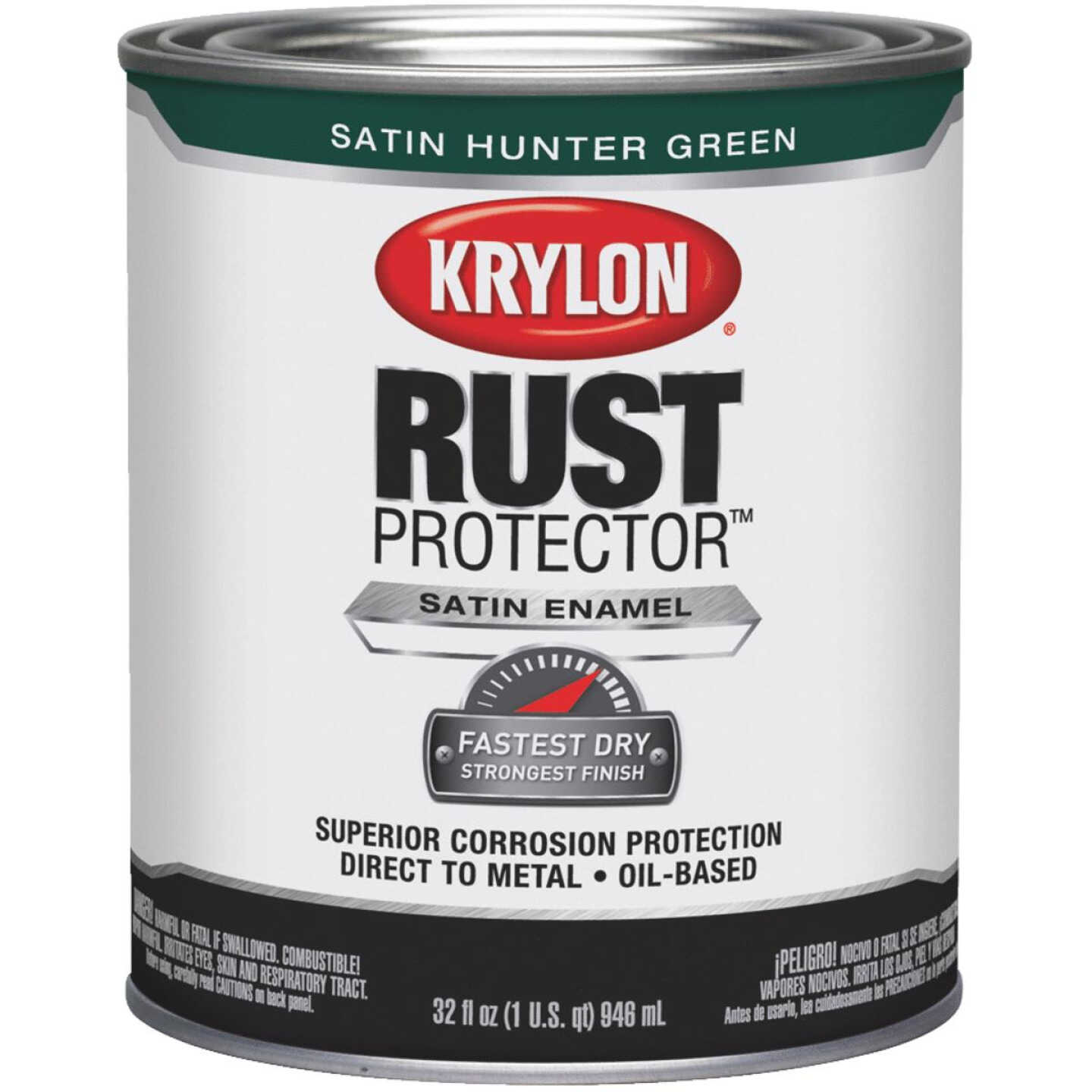 Krylon Rust Protector Oil-Based Satin Rust Control Enamel, Hunter Green, 1 Qt. Image 1
