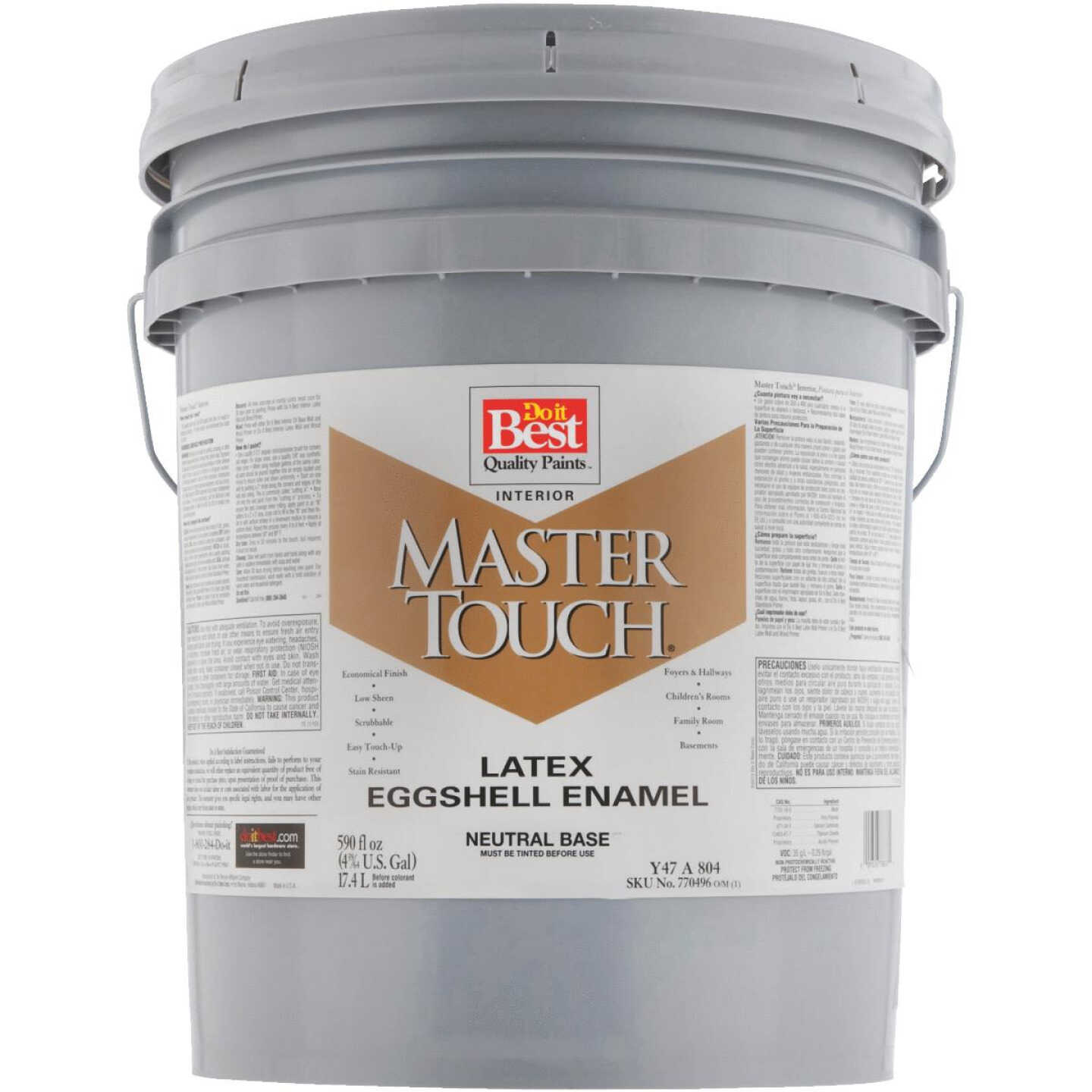 Do it Best Master Touch Latex Eggshell Interior Wall Paint, Neutral Base, 5 Gal. Image 2