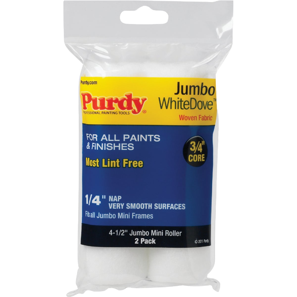Purdy White Dove 4-1/2 In. x 1/4 In. Jumbo Mini Woven Fabric Roller Cover (2-Pack) Image 1