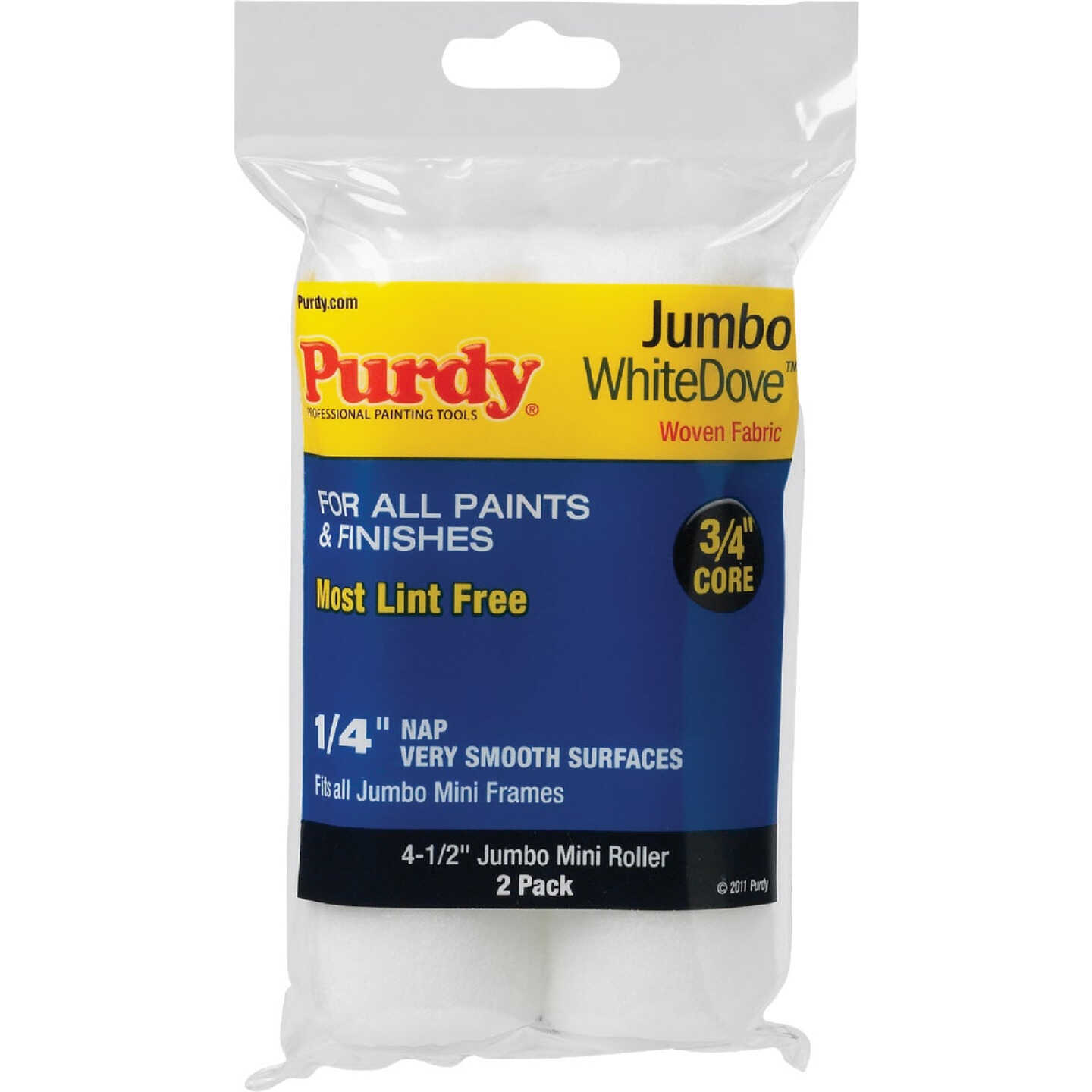 Purdy White Dove 4-1/2 In. x 1/4 In. Jumbo Mini Woven Fabric Roller Cover (2-Pack) Image 1
