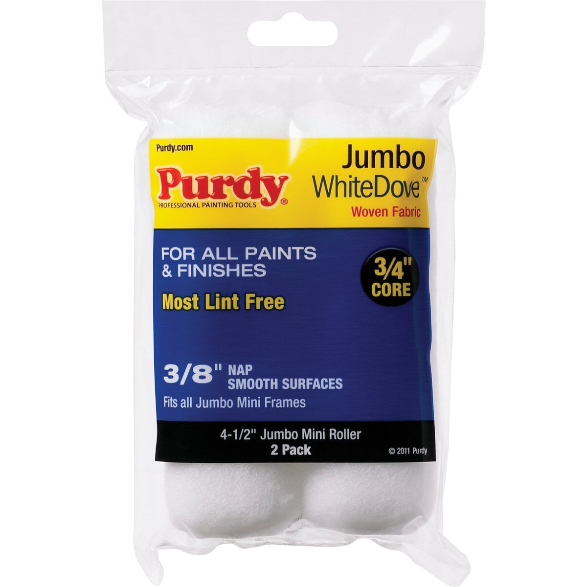 Purdy White Dove 4-1/2 In. x 3/8 In. Jumbo Mini Woven Fabric Roller Cover (2-Pack) Image 1