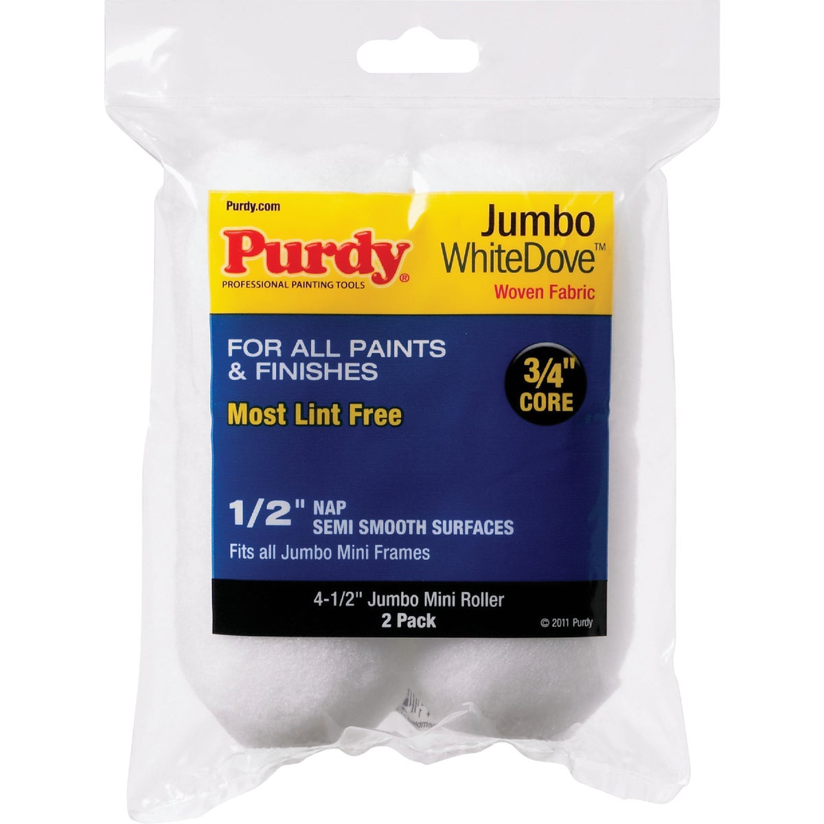 Purdy White Dove 4-1/2 In. x 1/2 In. Jumbo Mini Woven Fabric Roller Cover (2-Pack) Image 1