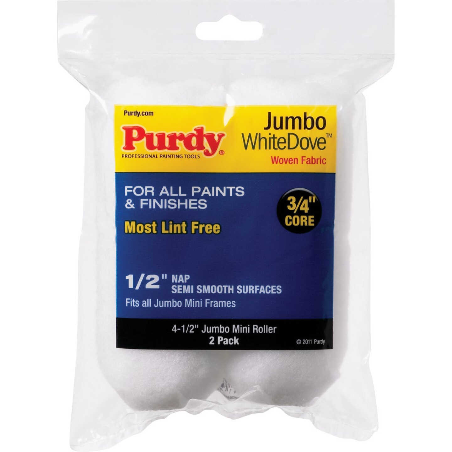 Purdy White Dove 4-1/2 In. x 1/2 In. Jumbo Mini Woven Fabric Roller Cover (2-Pack) Image 1