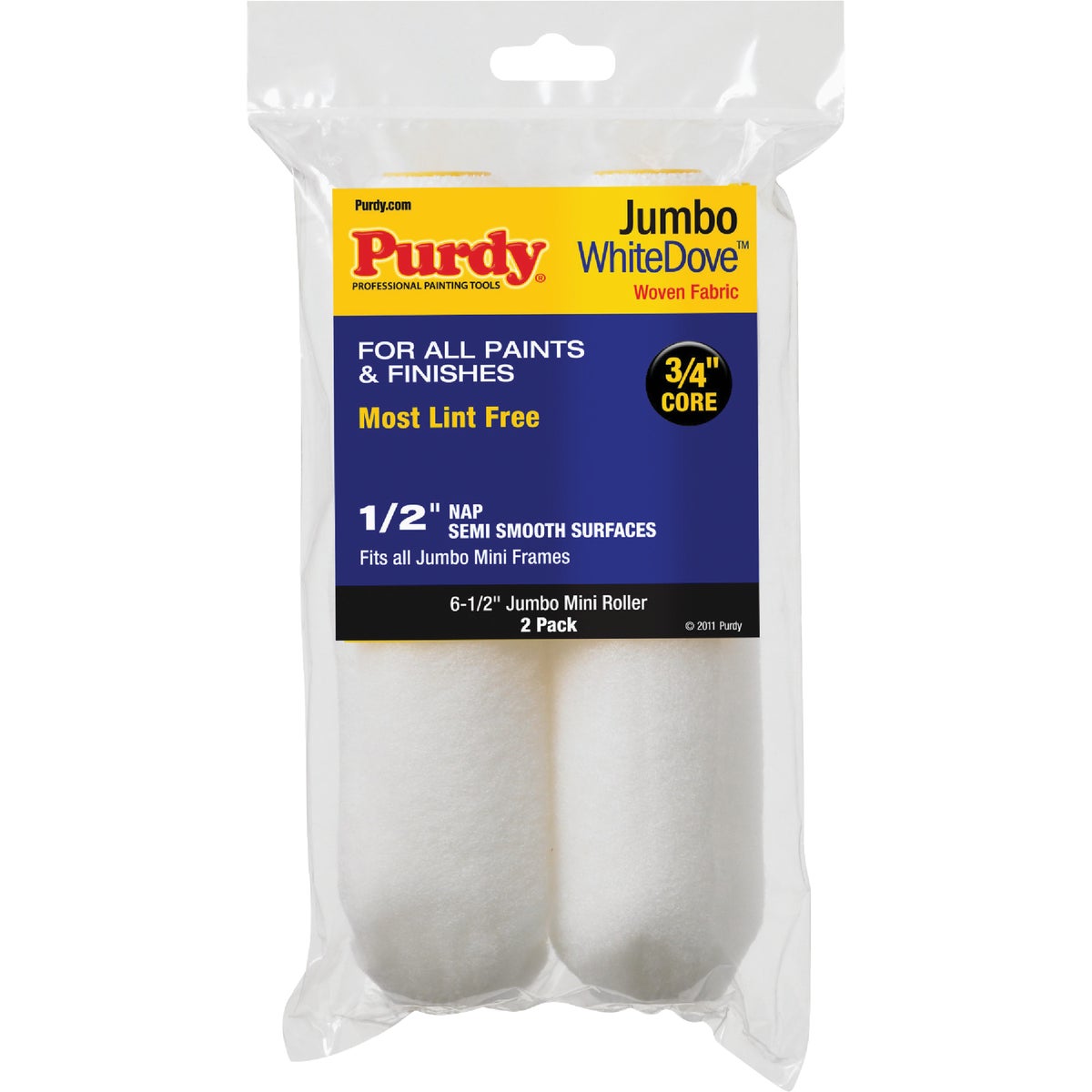 Purdy White Dove 6-1/2 In. x 1/2 In. Jumbo Mini Woven Fabric Roller Cover (2-Pack) Image 1