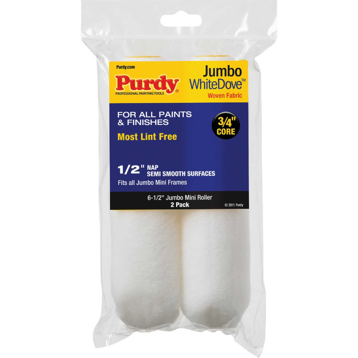 Purdy White Dove 6-1/2 In. x 1/2 In. Jumbo Mini Woven Fabric Roller Cover (2-Pack) Image 1