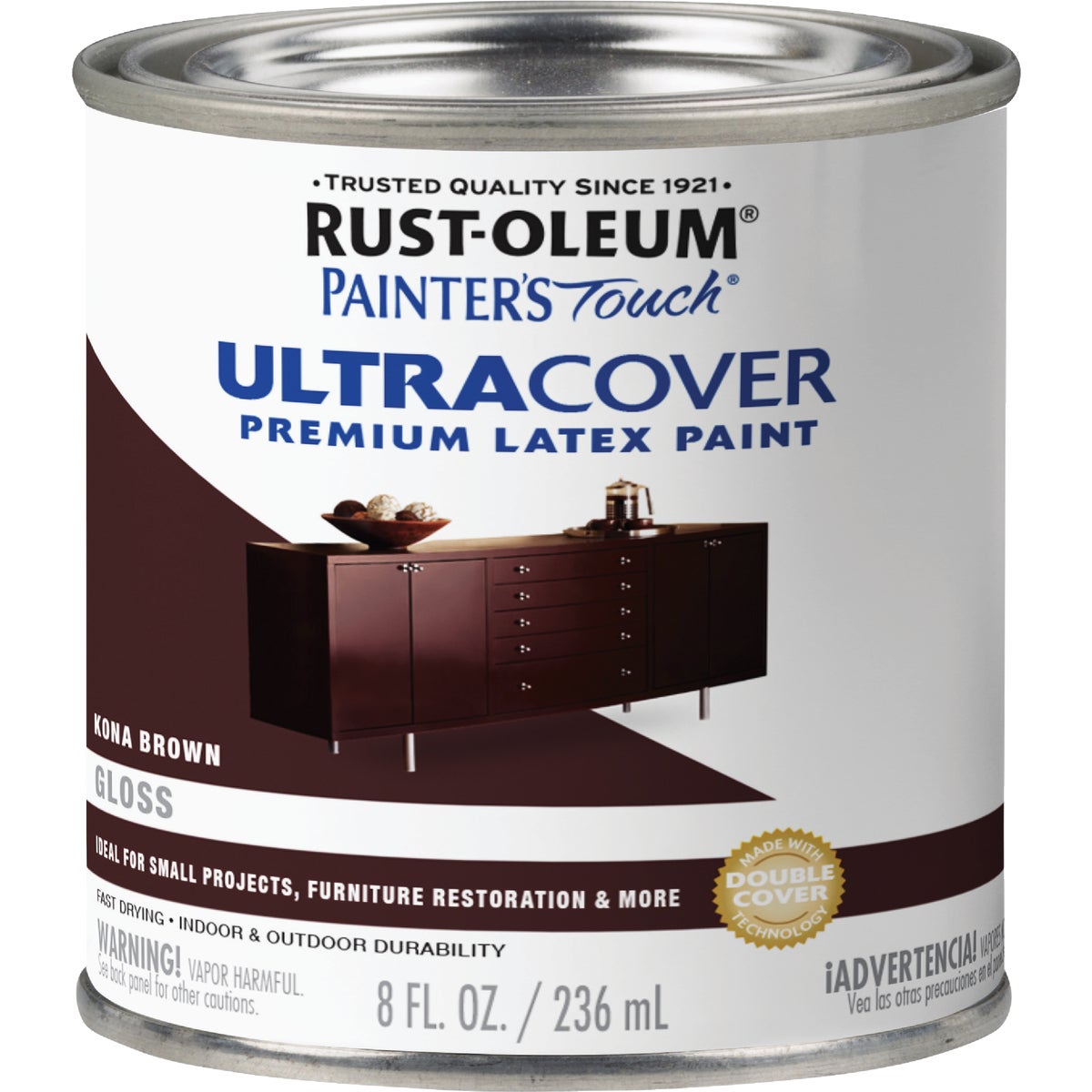 Rust-Oleum Painter's Touch 2X Ultra Cover Premium Latex Paint, Gloss Kona Brown, 1/2 Pt. Image 7