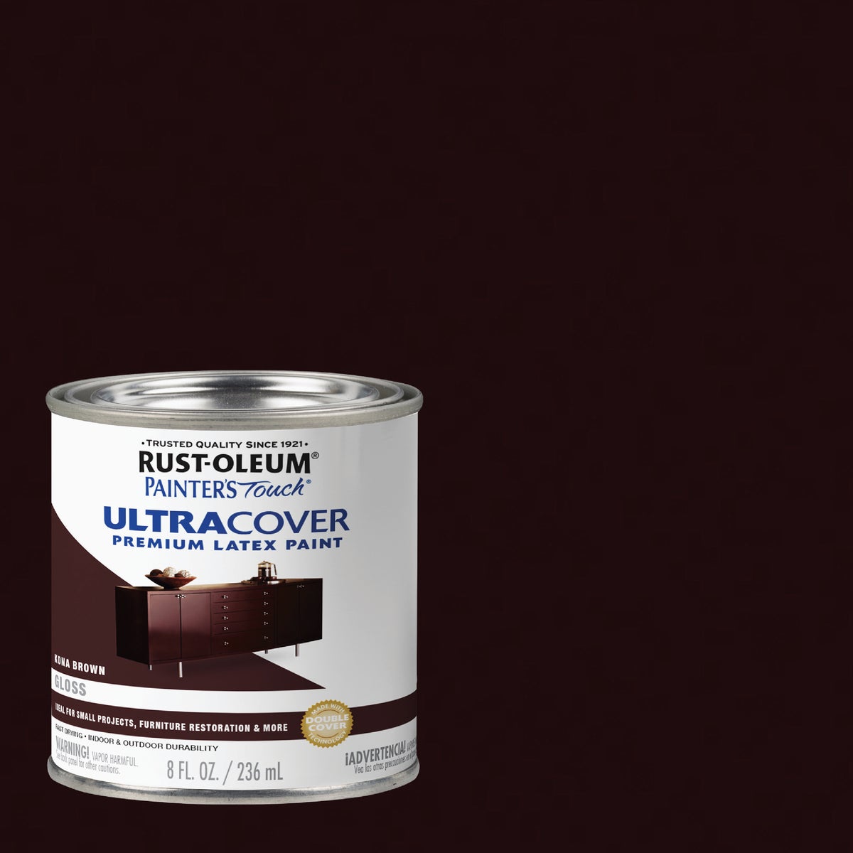 Rust-Oleum Painter's Touch 2X Ultra Cover Premium Latex Paint, Gloss Kona Brown, 1/2 Pt.