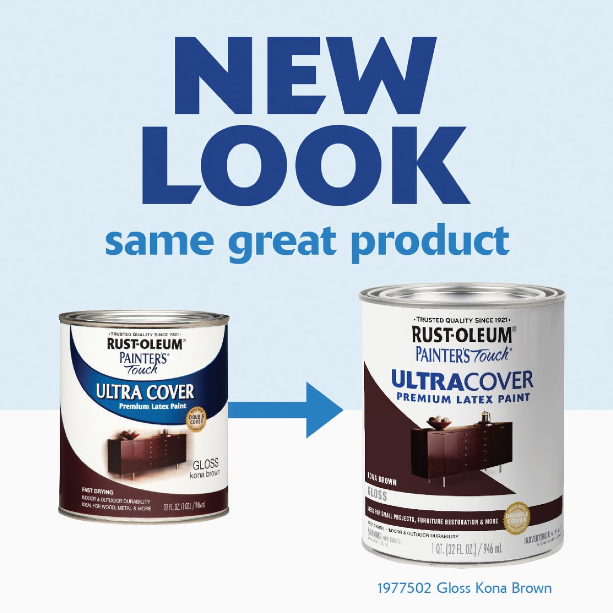 Rust-Oleum Painter's Touch 2X Ultra Cover Premium Latex Paint, Gloss Kona Brown, 1 Qt. Image 2