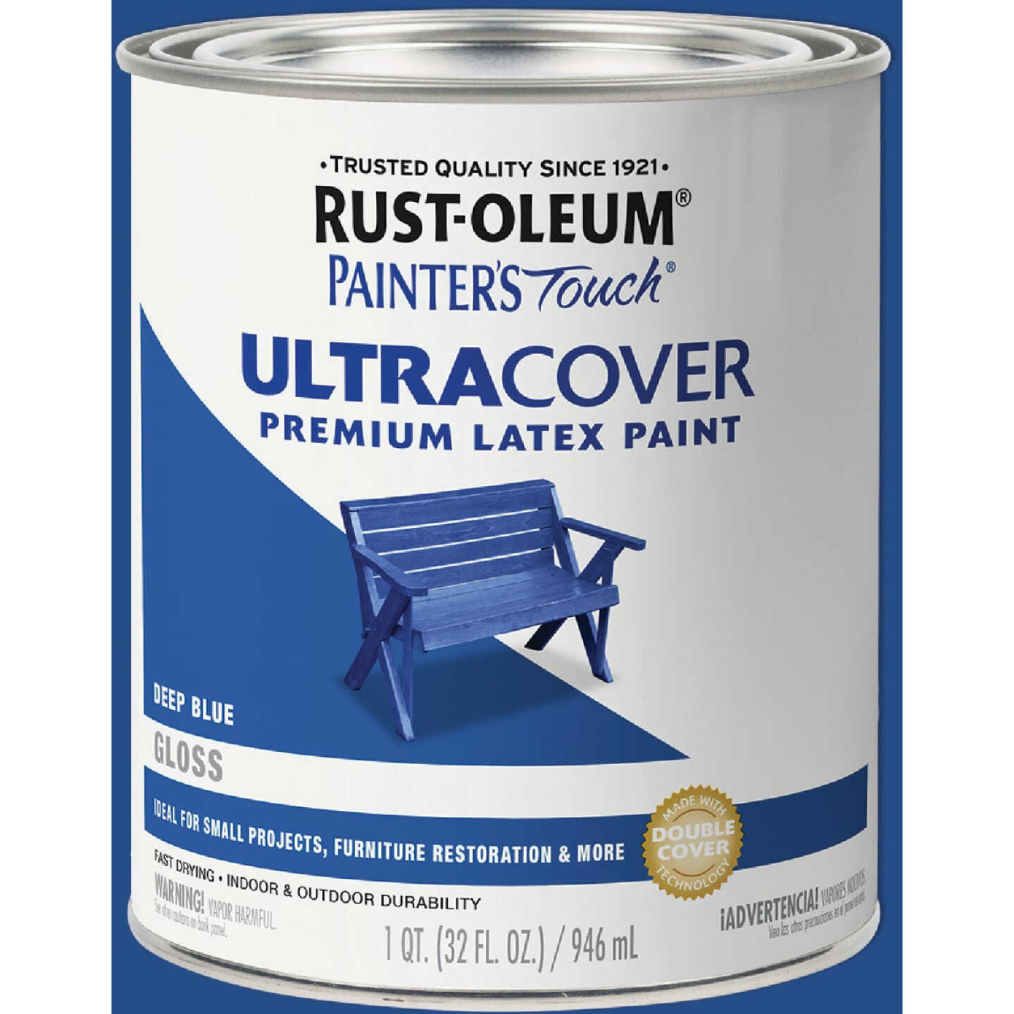 Rust-Oleum Painter's Touch 2X Ultra Cover Premium Latex Paint, Gloss Deep Blue, 1 Qt. Image 1