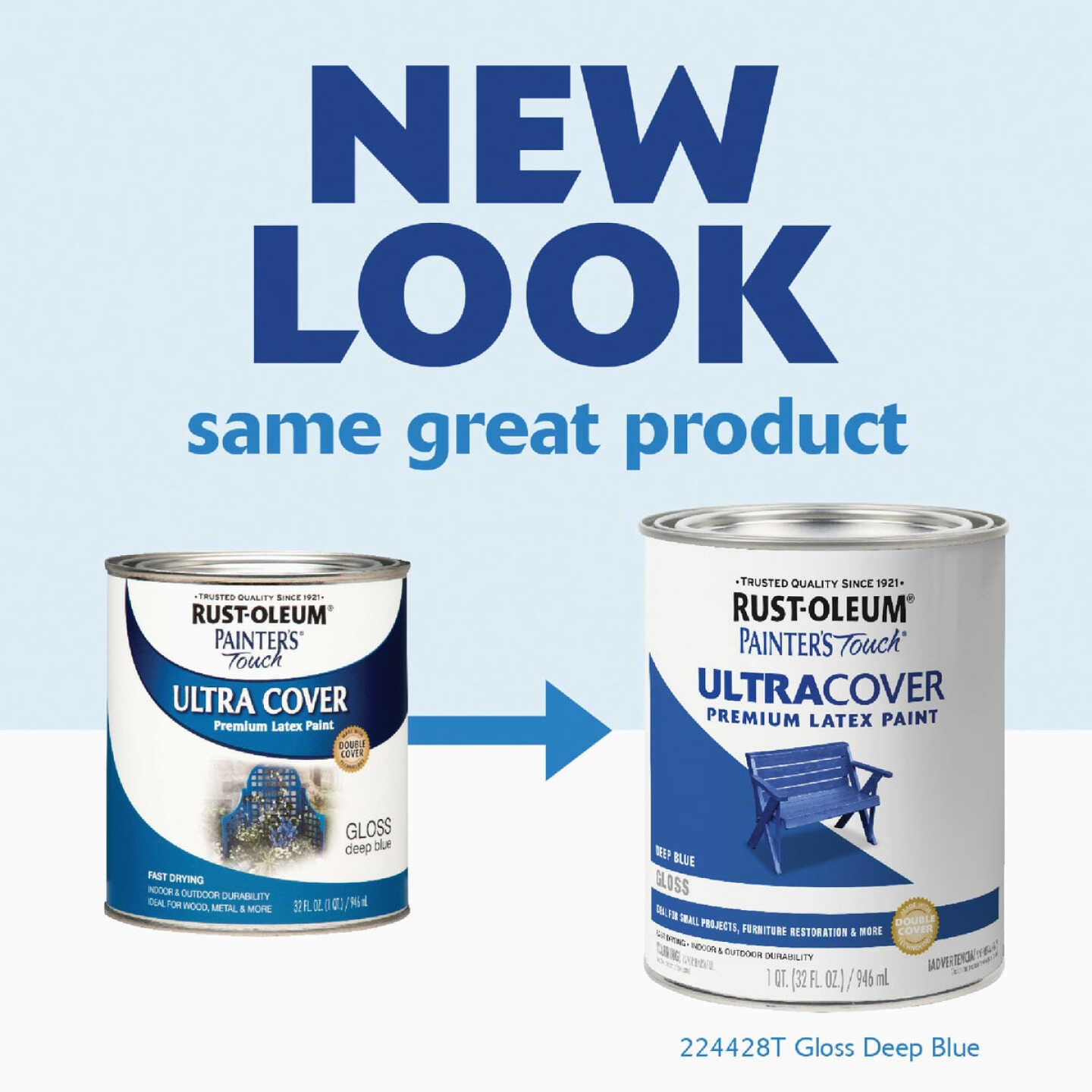 Rust-Oleum Painter's Touch 2X Ultra Cover Premium Latex Paint, Gloss Deep Blue, 1 Qt. Image 2