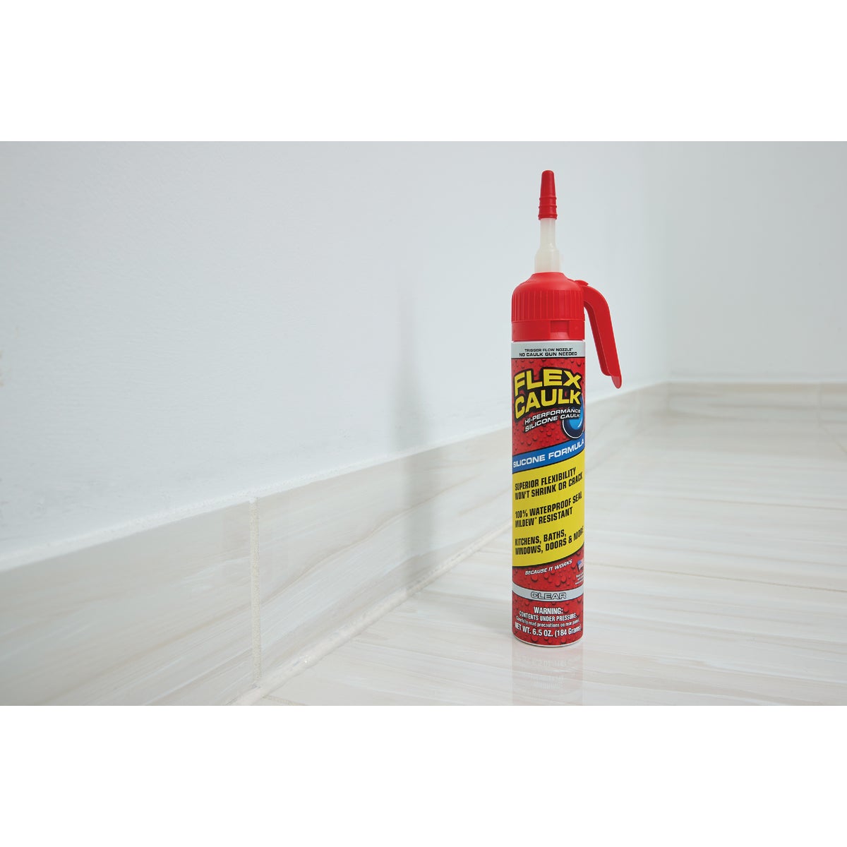 Flex Caulk 6.5 Oz. Clear Silicone Caulk Cartridge With Adjustable Nozzle Image 3